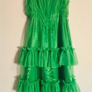 Elegant Green Ruffle Dress